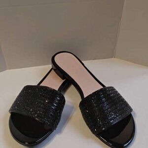 9 1/2 Women's Chinese Laundry LA Black Rhinestone slip on sandals